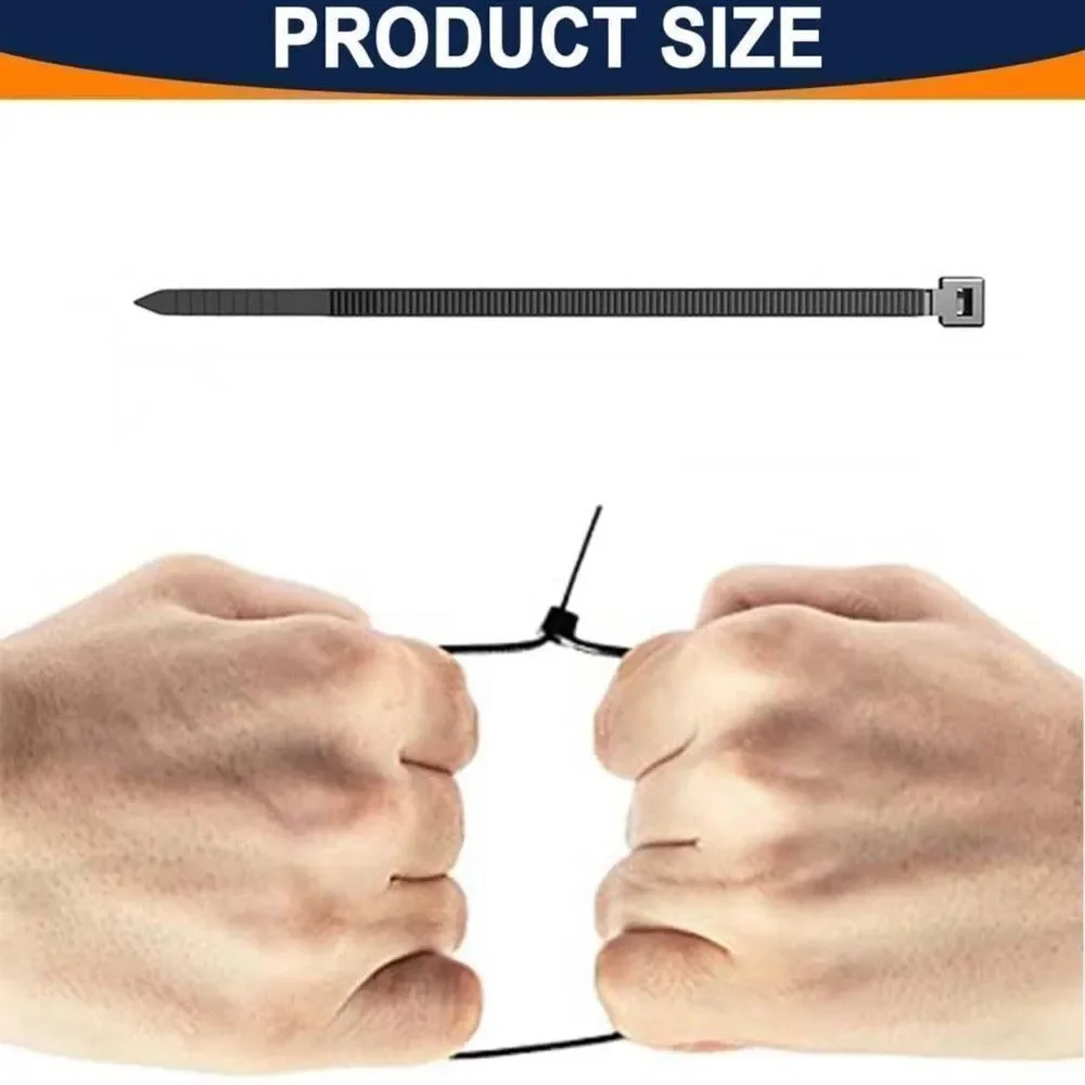 NWT 50pcs Black Nylon Zip Ties - 6 Inch, 140 x 2.6mm, Premium Multi-Purpose Plas